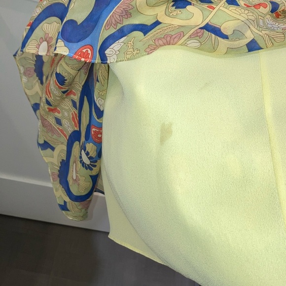 Kay Unger size 6 SILK Blue and Tan Ruched A-Line Midi dress - NWT but FLAWED - Picture 13 of 16